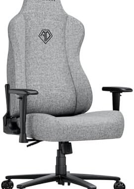 Anda Seat Novis Gaming Chair for Adults – Large Reclining Video Game Chairs, Linen Fabric Ergonomic Office Chair, Heavy Duty Back Lumbar Support – Gray Fabric Computer Chairs for Home & Work
