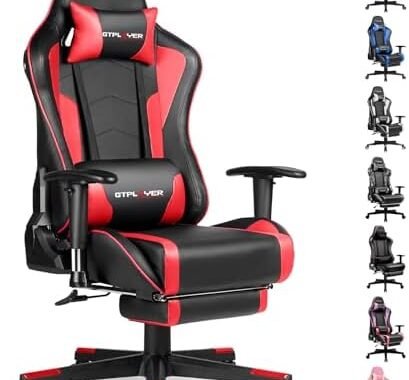 GTPLAYER Gaming Chair with Footrest Speakers Video Game Chair Bluetooth Music Heavy Duty Ergonomic Computer Office Desk Chair