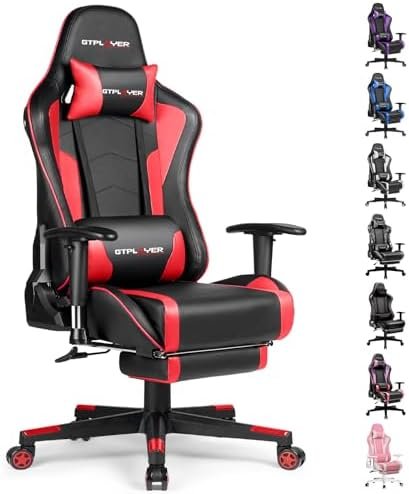 GTPLAYER Gaming Chair with Footrest Speakers Video Game Chair Bluetooth Music Heavy Duty Ergonomic Computer Office Desk Chair