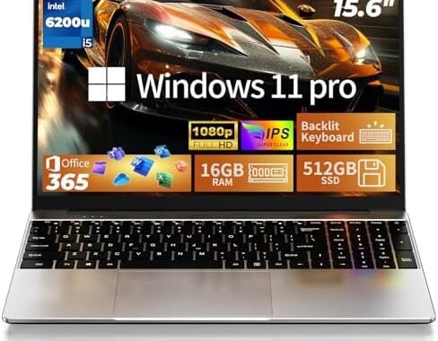 MOONFISH 2026 Laptop Computer Window 11, Core i5 Processor 15.6 Inch Lap Top, 16GB RAM 512GB SSD, Backlit Keyboard, FHD 1920 * 1080, Office 365, Business, Student