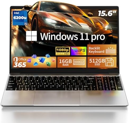 MOONFISH 2026 Laptop Computer Window 11, Core i5 Processor 15.6 Inch Lap Top, 16GB RAM 512GB SSD, Backlit Keyboard, FHD 1920 * 1080, Office 365, Business, Student